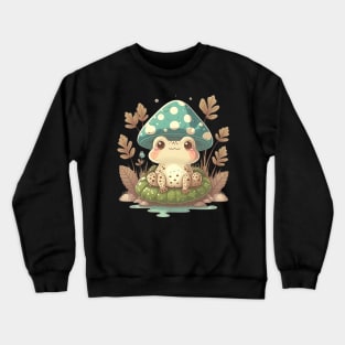 Cottagecore aesthetic frog on Mushroom Crewneck Sweatshirt